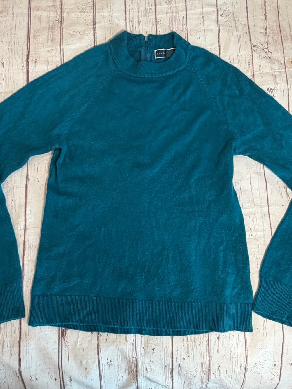 Karen Scott teal soft, long sleeve sweater mock neck Women Large